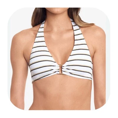 NWT Lauren Ralph Lauren size 12 Lurex Stripe Halter Bikini Top  $86 Retail  - Image 1 of 4