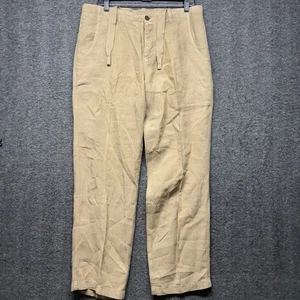 Pantalones de lino Baird McNatt de Murano para hombre 34x30 beige tostado informales ligeros - Imagen 1 de 9
