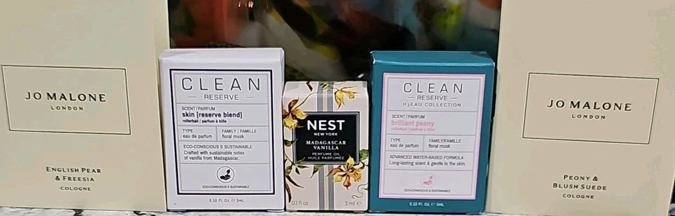 Womens Parfum Lot NEST MADAGASCAR VANILLA CLEAN PEONY SKIN JO Malone Pear Fresia - Image 1 of 4