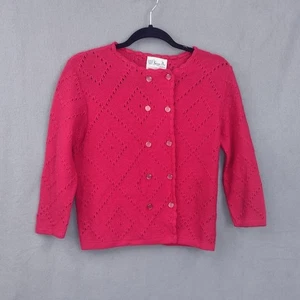 Vintage Suzy Dee 50/60 rot Pullover Strickjacke 3/4 Arm Doppelknopf klein - Bild 1 von 5