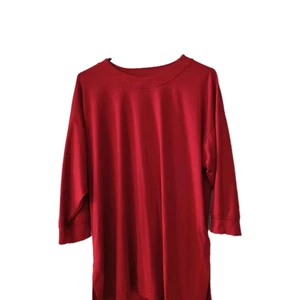 Top túnica relajada manga 3/4 para mujer ATHLETA Inspire talla mediana roja de gran tamaño - Imagen 1 de 5