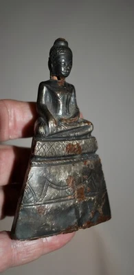 Antique Silver Foil Covered Resin Buddha Figure from Thailand - Image 1 of 4