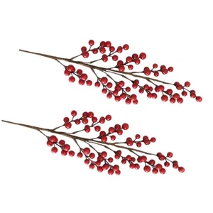 2 Pcs Berry Rattan for Basket Christmas Berries Flower Arrangement - Picture 1 of 12