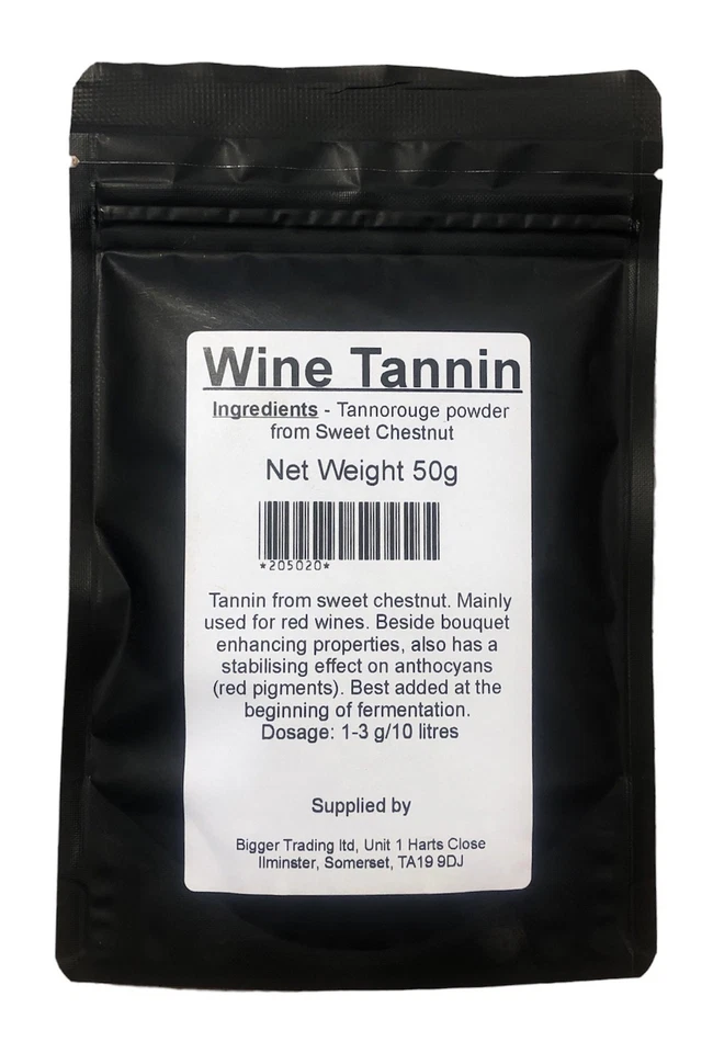 BIGGER JUGS Wine Tannin 50g Pouch Tannorouge Powder Preserves Homebrew Red Wine Adds Zest