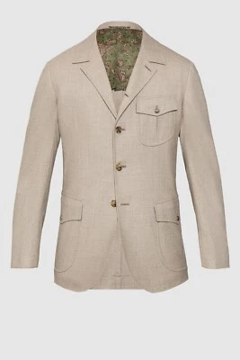 STILE LATINO handmade cashmere jersey suit $5900 US 38 EU 48 stretch Beige - Image 1 of 4