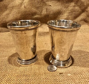 Vintage Essex Country Club Mint Julep Cups Manchester MA Silver Plate Trophies - Picture 1 of 8
