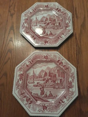 2 Vintage Spode Archive Sutherland Collection 9 1/2" Octagonal Plates CARAMANIAN - Image 1 of 4
