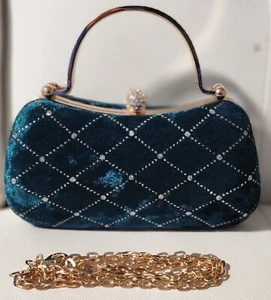 Evening Clutch Purses/Handbag with Chain Shoulder Strap-Green/Teal - Bild 1 von 2