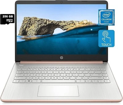 Newest HP Touch 14'' Laptop Intel 2-Core CPU 16GB RAM 320GB (64+256) Win11 Rose - Image 1 of 4