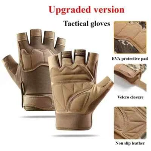 Guantes tácticos militares de medio dedo de caza de nudillo duro para motocicletas al aire libre del ejército - Imagen 1 de 27