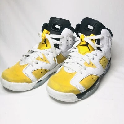 Tênis Nike Air Jordan 6 VI retrô amarelo orche 384665-170 branco GS menino tamanho 6Y - Imagem 1 de 4