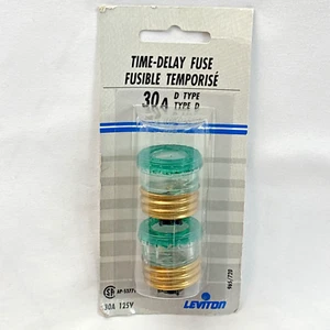 Leviton 30 Amp Tipo D Fusible Tiempo Retraso Sin Abrir 125v Paquete de 2 Verde - Imagen 1 de 7