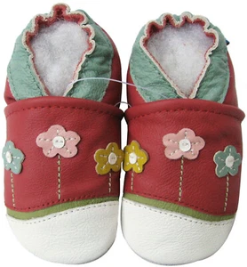 carozoo little flower rot Outdoor Gummisohle Leder Schuhe bis 4 Jahre alt - Bild 1 von 2