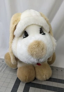 Chrisha Playful Plush Dog White Tan 12 Inch 1988 Stuffed Animal Toy - Picture 1 of 13