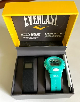 Reloj Deportivo Everlast y Rastreador de Actividad, Aqua/Negro, Nuevo en Caja Foto 1 de 4