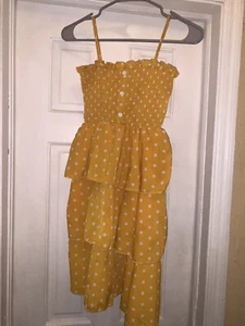 Girls Size 12 Mustard Polka For Ruffle Dress - Picture 1 of 7