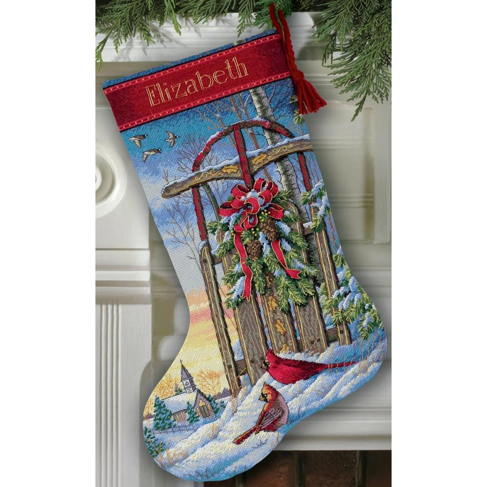Dimensions Cross Stitch Kit - Christmas Sled Stocking - Image 1 of 1