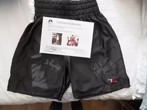 Signed Frank Bruno & Henry Cooper Hand-Signed Autographed Boxing Shorts COA - Picture 1 of 6