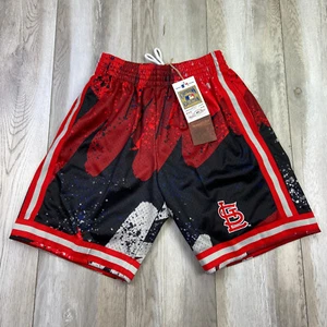 Mitchell & Ness St Louis Cardinals Shorts Mens Small Red Logo Hyper Hoops NEW - Picture 1 of 10