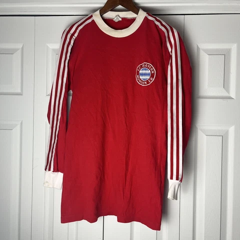 Vintage 1970s 70s FC Bayern Munich Erima Player Long Sleeve Soccer HOME Jersey L Cover