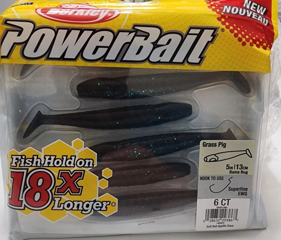 BERKLEY POWERBAIT GRASS PIG 5" PBGP5-BBU BAMA BUG BP6551 - Image 1 of 1