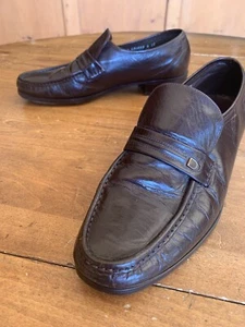 Florsheim Brown Logo Strap Loafers 9 D - Picture 1 of 12