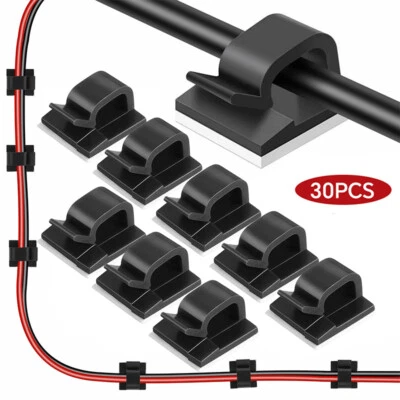30x Kabelclip Selbstklebend Kabelhalter Befestigungsclip Schwarz Weiß Halterung - Bild 1 von 4