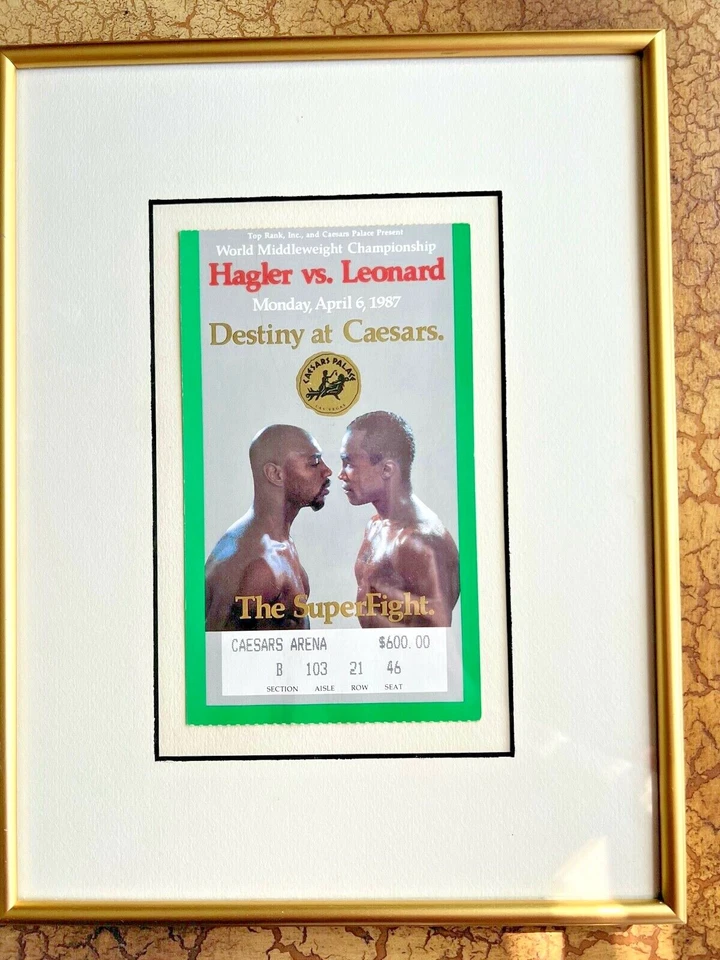 HAGLER VS LEONAR DESTINY AT CAESARS MONDAY, APRIL 6, 1987 TICKET STUB EXCELLENT - Image 1 of 1