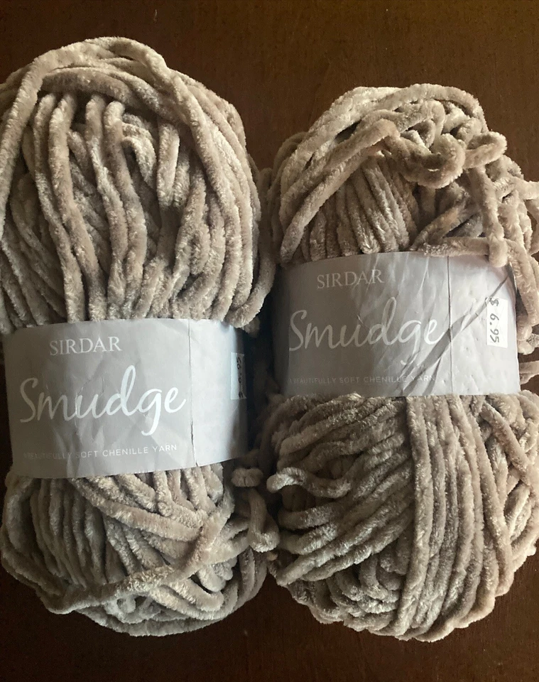 SIRDAR SMUDGE Chenille Yarn - 2 Skeins - Color #001 Plush - Beige - Image 1 of 4