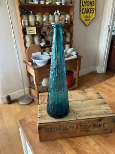 Vintage Teal Blue Glass Empoli Italian Genie Bottle – Wax Drip – Great! - Picture 1 of 6