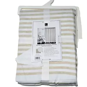 Tenda doccia infusa argento Lush Décor Drew Stripe casale 72x72in - Foto 1 di 1