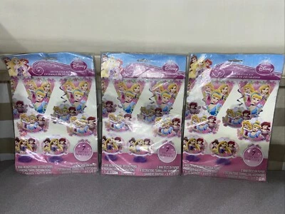 NUEVO Kits de Decoración Princesa Disney 7 Piezas X 3 Banner Colgante Remolinos Panal Foto 1 de 4