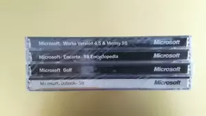 SEALED Microsoft Software Bundle-Works 4.5-Money 98-Encarta 98-Golf-Outlook 98 - Picture 1 of 3