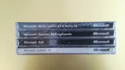 SEALED Microsoft Software Bundle-Works 4.5-Money 98-Encarta 98-Golf-Outlook 98 - Image 1 of 3