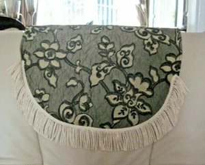 SCHWARZ & GOLD BLUMEN BROKAT MIT CREME FRANSEN STUHL/SOFA ANTIMAKASSAR RÜCKENLEHNE - Bild 1 von 4