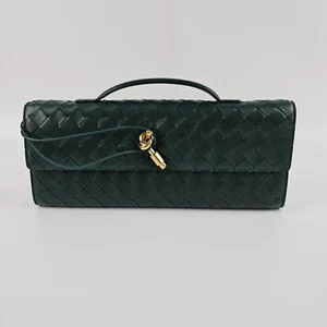 BOTTEGA VENETA Andiamo $3200 Emerald Green Leather Top Handle Clutch New - Picture 1 of 13