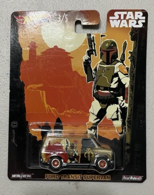 Hot Wheels 2019 Pop Culture Star Wars Boba Fett Ford Transit Supervan Real Ride Foto 1 de 4