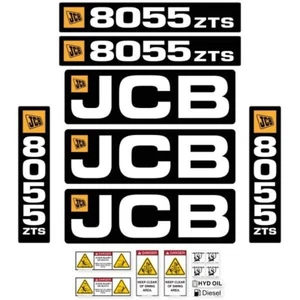 JCB 8055 ZTS Decals, Repro Sticker Kit, 7 Year Vinyl, Laminated OEM Quality - Picture 1 of 1
