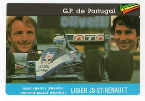 1987 Portugese Pocket Calendar F1 Ligier Team - Rene Arnoux & Philippe Alliot - Foto 1 di 2