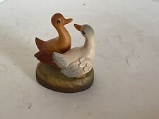 Anri Italy Wood Carving Figure Duck Couple 3" Animal Box4 #3