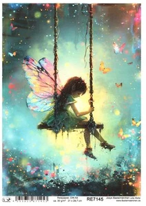 Reispapier DIN A4 Strohseide Decoupage Fantasie Fantasy Feen Schaukel RE7145 - Bild 1 von 1
