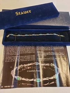 Stauer Womens Zambian Emerald Tennis Bracelet Size 7 1/2 - Picture 1 of 5