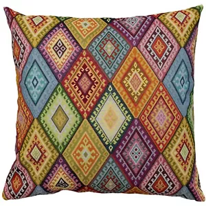 Cojín geométrico turco Kilim. Cuadrado 23x23". Tapiz tradicional de peso pesado - Imagen 1 de 2