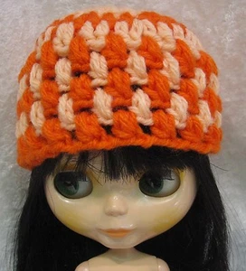 Passend für 12" BLYTHE #10 Handarbeit MÜTZE, Beanie Orange & Pfirsich MÜTZE - Bild 1 von 2