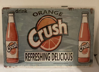 Orange Crush Retro Metal Tin Sign Soda Pop Kitchen Bar Wall Decor 12x8 - Image 1 of 4