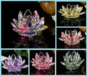 SMALL Lotus Attractive Crystal Glass Lotus Flower Home GIFT Decor Craft Shining  - Picture 1 of 8