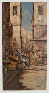 EMILIO GALLI Ölgemälde ITALIENISCHER IMPRESSIONIST Künstler STRASSENMARKT Szene ITALIEN - Bild 1 von 12