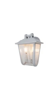 LUTEC Coastal Providence 2Light White Outdoor Lantern Sconce Corrosion Resistant - Picture 1 of 11