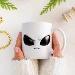 Tasse tasse visage extraterrestre drôle nouveauté dessin animé cadeaux d'anniversaire céramique Noël café thé - Photo 1 sur 8