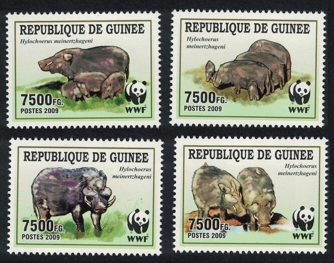 Guinea 2009 MNH 4v, WWF, Giant Forest Hog, wild animals  - Image 1 of 1